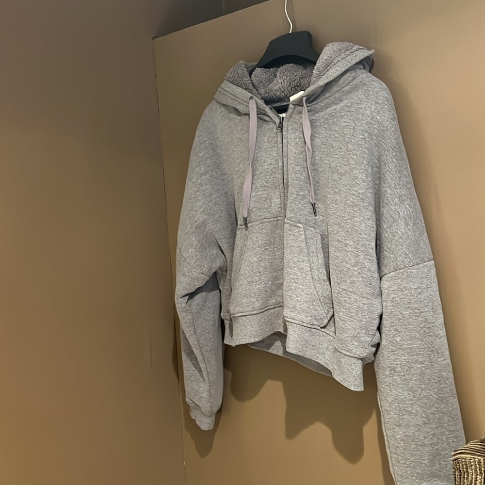 Aéropostale Women’s Gray Zip-Up Sherpa Lined Hoodie Sz XXL.